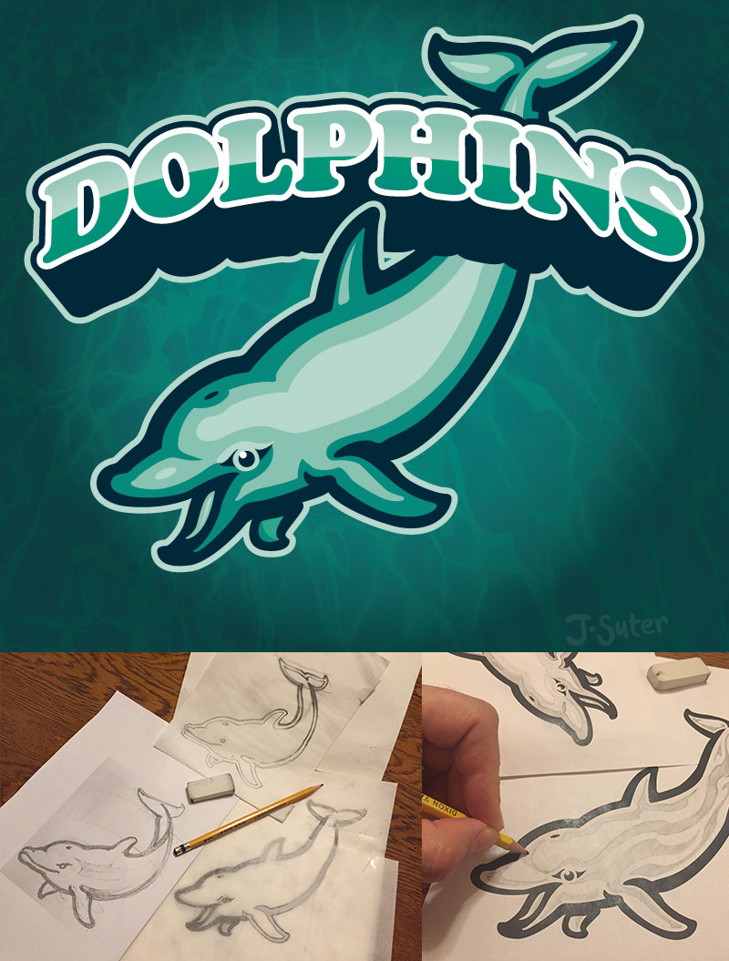 Dolphins Mascot Logo and T-Shirt Design