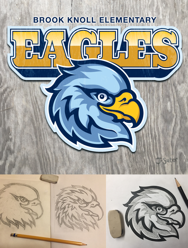 Eagles Mascot Logo © sketches by Jack Suter. All rights reserved.