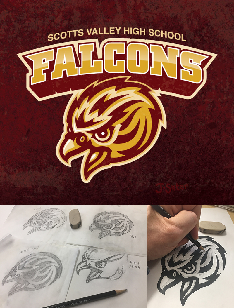 Falcons Mascot Logo sketches © Jack Suter. All rights reserved.