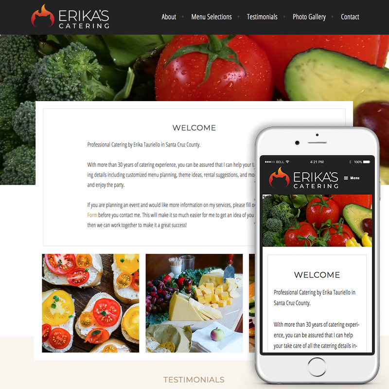 Erika’s Catering Website and Branding © Jack Suter. All rights reserved.