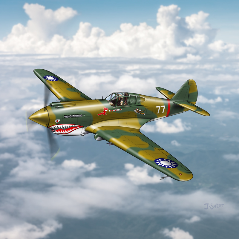 Curtiss P-40 Warhawk “Flying Tiger” Illustration © Jack Suter. All rights reserved.
