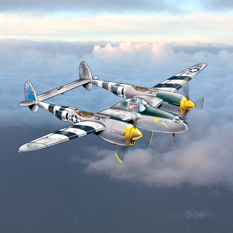 Lockheed P-38 Lightning “Joltin’ Josie” Illustration  © Jack Suter. All rights reserved.