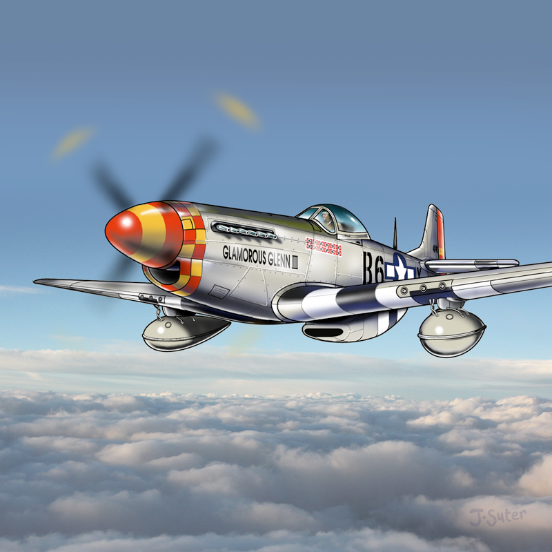 North American P-51D Mustang “Glamorous Glenn III” Illustration © Jack Suter. All rights reserved.